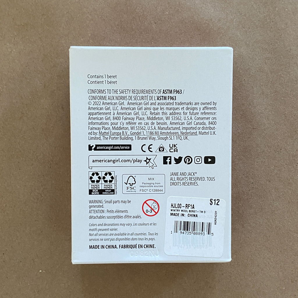 American Girl Janie and Jack Beret