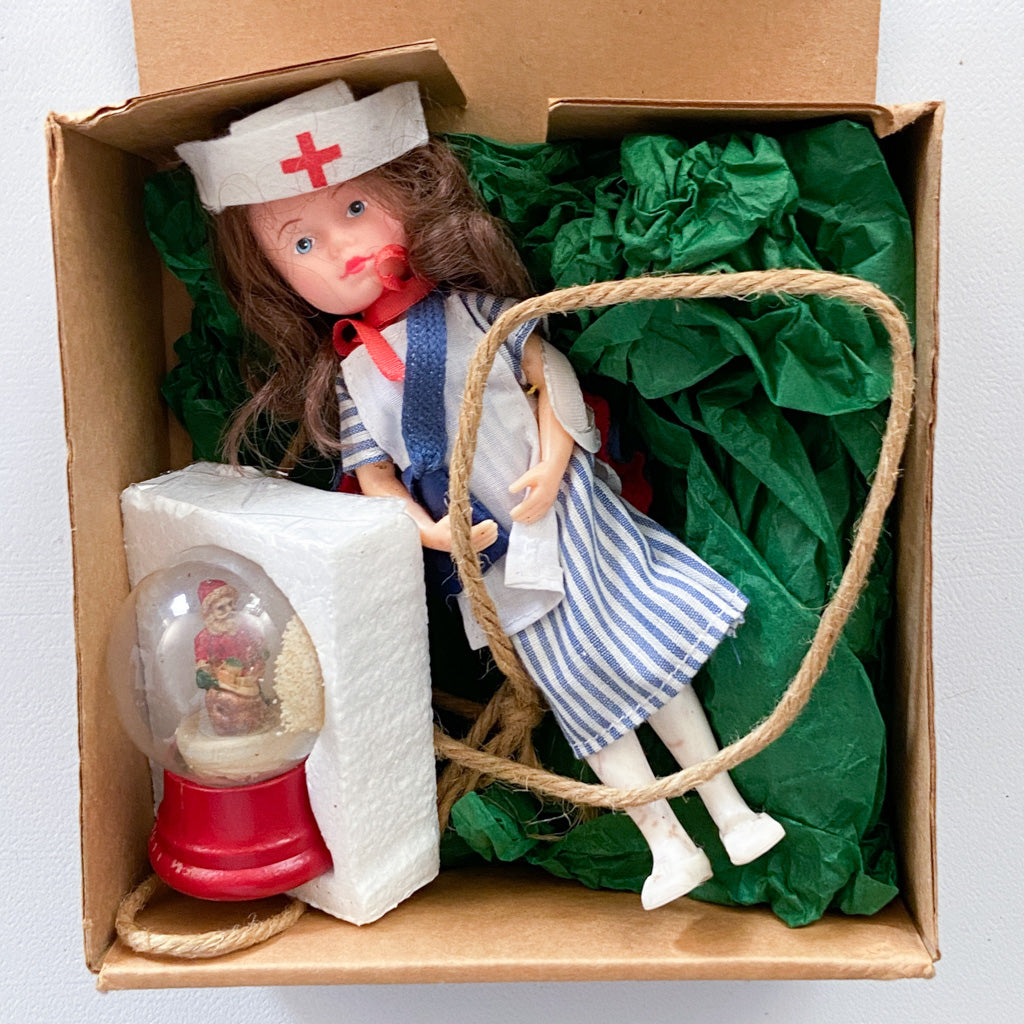 American Girl Molly Christmas Box, Snow Globe, Nurse