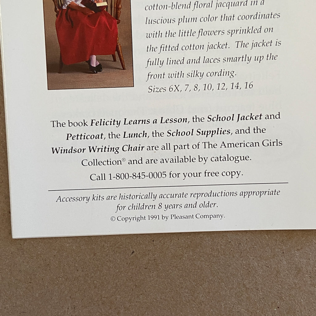 American Girl Felicity School Lesson (New)