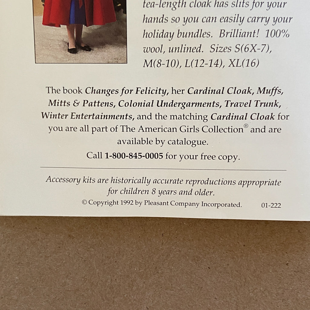 American Girl Felicity Winter Accessories